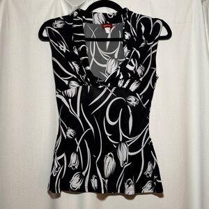 Y2K Nabiran Black and White Floral Blouse